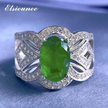 Vintage 925 Sterling Silver 7*10MM Oval Cut Emerald Diamond Gemstone Rings for Women Anniversary Party Fine Jewelry