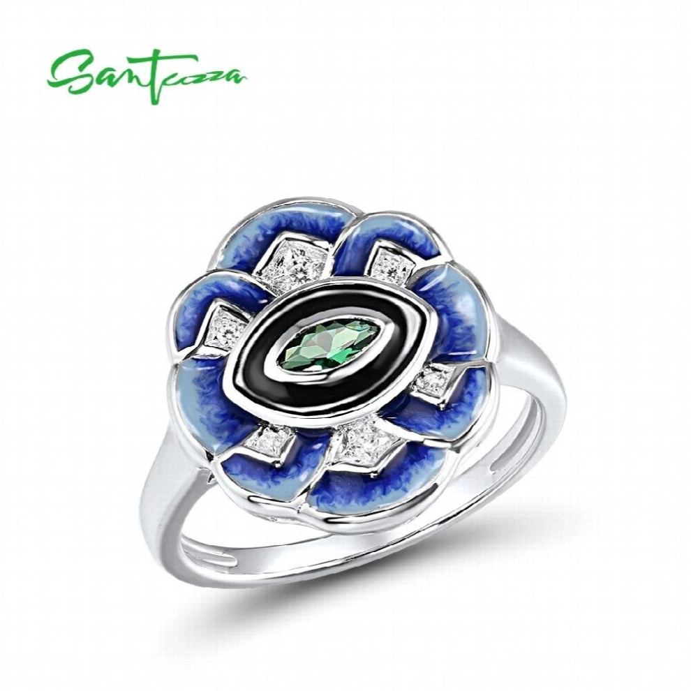 Pure 925 Sterling Silver Rings For Women Sparkling Green Spinel Wedding Engagement Gift Enamel Fine Jewelry-image-OPC-PCWQYDK-NEW