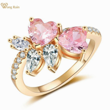 18K Plated 925 Sterling Silver Heart Cut 6*6MM Lab Sapphire Gemstone Fine Jewelry Ring For Women Gift