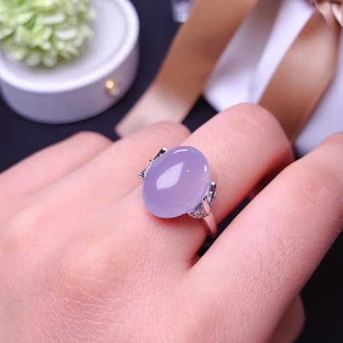 Natural Pink chalcedony ring, color, emerald beautiful, 925 silver, finger ring size support customization 1