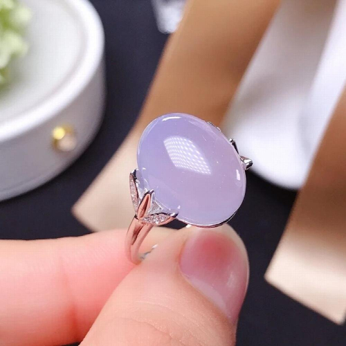 Natural Pink chalcedony ring, color, emerald beautiful, 925 silver, finger ring size support customization 2