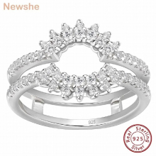 925 Sterling Silver Dainty Sunflower Ring Enhancer for Women Engagement Rings AAAAA Cubic Zircon Curved Wedding Band