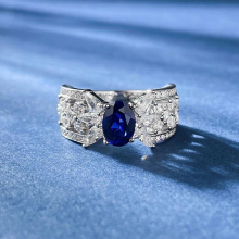 18K Oval 5*7MM Lab Sapphire Gemstone Ring For Women 925 Sterling Silver Wedding Engagement Fine Jewelry Gift
