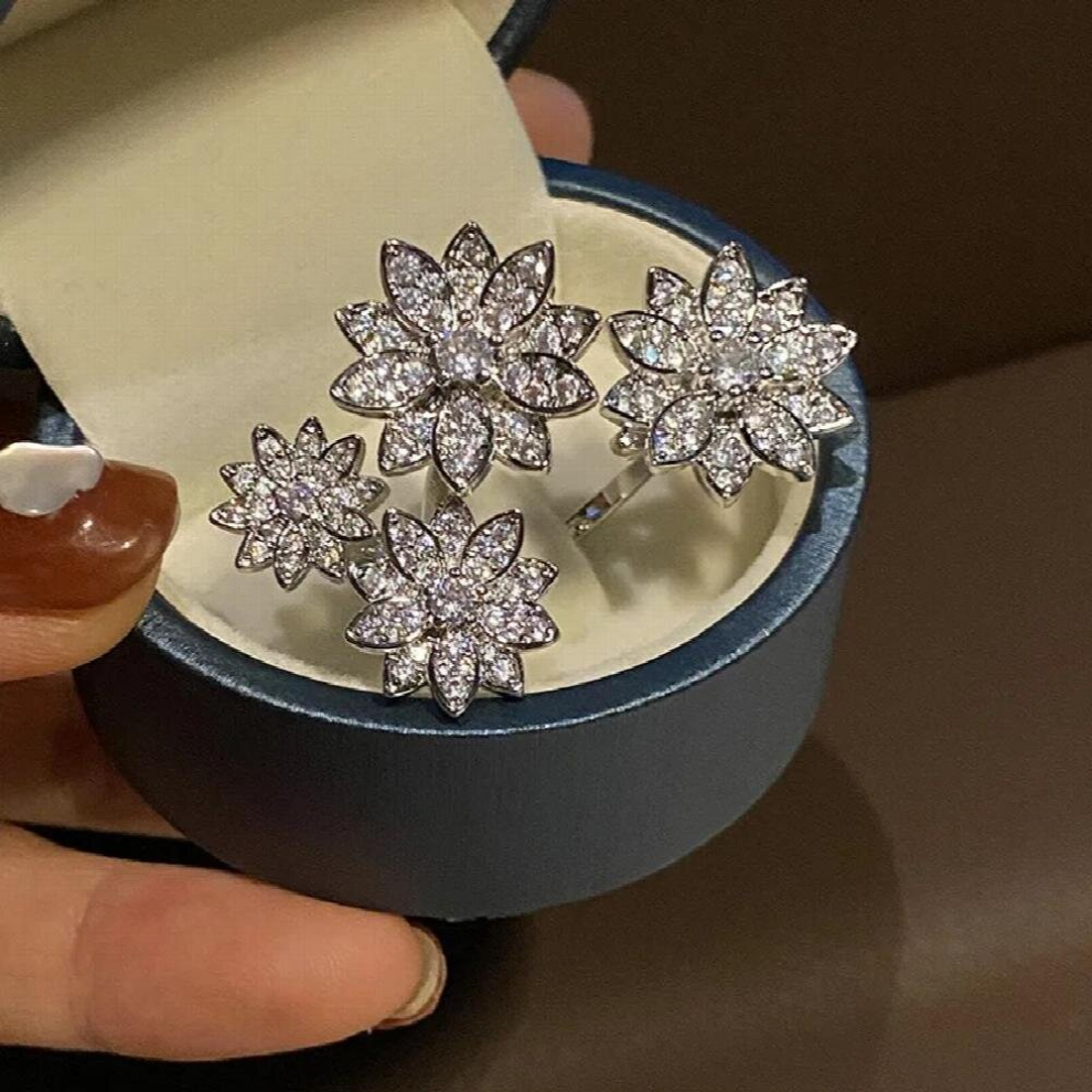 Silver Flower Adjustable Ring for Women-image-OPC-PCWQZ28-NEW