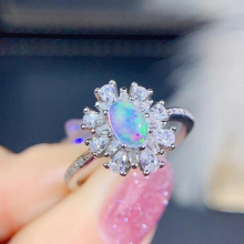 Jewelry 925 Silver Opal Ring for Daily Wear 4mm*6mm Natural Australia Opal Silver Ring Silver Opal Jewelry
