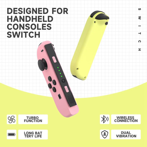 (Yellow Purple) Wireless Joy Pair Controller Compatible For Switch, OLED, Lite Gamepad Joystick Replacement 2
