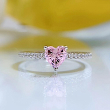 Solid 925 Sterling Silver Love Heart 5*5 MM Pink Sapphire Gemstone Wedding Party Ring For Women Fine Jewelry