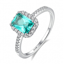 Classic 100% 925 Sterling Silver Emerald Gemstone Wedding Engagement High Carbon Diamonds Ring Fine Jewelry