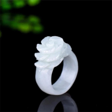 Koraba Band Ring Rings Jade Stones for Women Jewellery Emerald Rose Flower Hand-carved for Women Jewelry