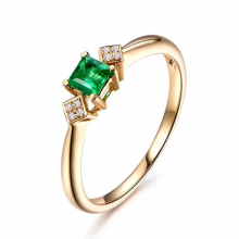 Fine Jewelry 18K Yellow Rings for Women Emerald Green Gemstone Rings Romantic Wedding Engagement Party Gift for Girl