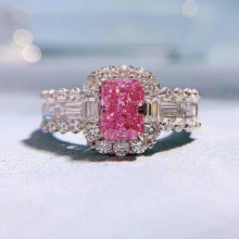 Solid 925 Sterling Silver Crushed Ice Cut 5*7MM Sapphire Wedding Engagement Ring for Women Fine Jewelry Gift