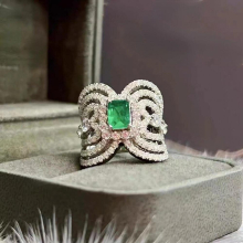 Emerald Diamond Ring 925 sterling silver Party Wedding band Rings for Women Bridal Promise Engagement Jewelry Gift