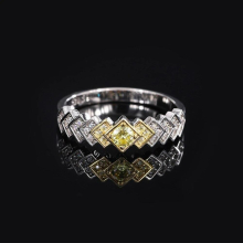 925 Sterling Silver 4*4MM Yellow Sapphire Faceted Gemstone Ring For Women Engagement Gift Jewelry Drop