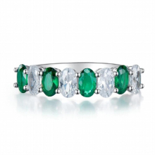 Trumium 100% 925 Sterling Silver Emerald Oval Cubic Zirconia Rings For Women Sparkling Wedding Band Fine Jewelry Gift