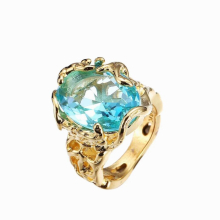 18K Diamond Jewelry Ring Valentine Gift Rings for Women Bague Natural Sapphire Gemstone Jewelry Hollow Bizuteria Ring Box