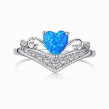 S925 Sterling Silver Rings Women Opal Ring Heart Female Jewelry Bright Zircon Girl Gift Party