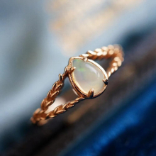 Vintage Gemstone Natural Opal Ring For Women 925 Sterling Silver Plated Fine Jewelry Wedding Engagement Ring
