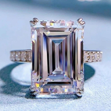 100% 925 Sterling Silver Emerald Cut Lab Sapphire High Carbon Diamonds Gemstone Wedding Engagement Fine Jewelry Ring