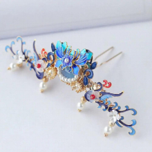 Chinese Hanfu Phoenix Headdress Childrens Antique Hair Crown Beads Tassel Hairpin