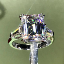 Emerald cut 4ct Lab Diamond Ring 100% 925 sterling silver Engagement Wedding band Rings for Women Bridal Jewelry