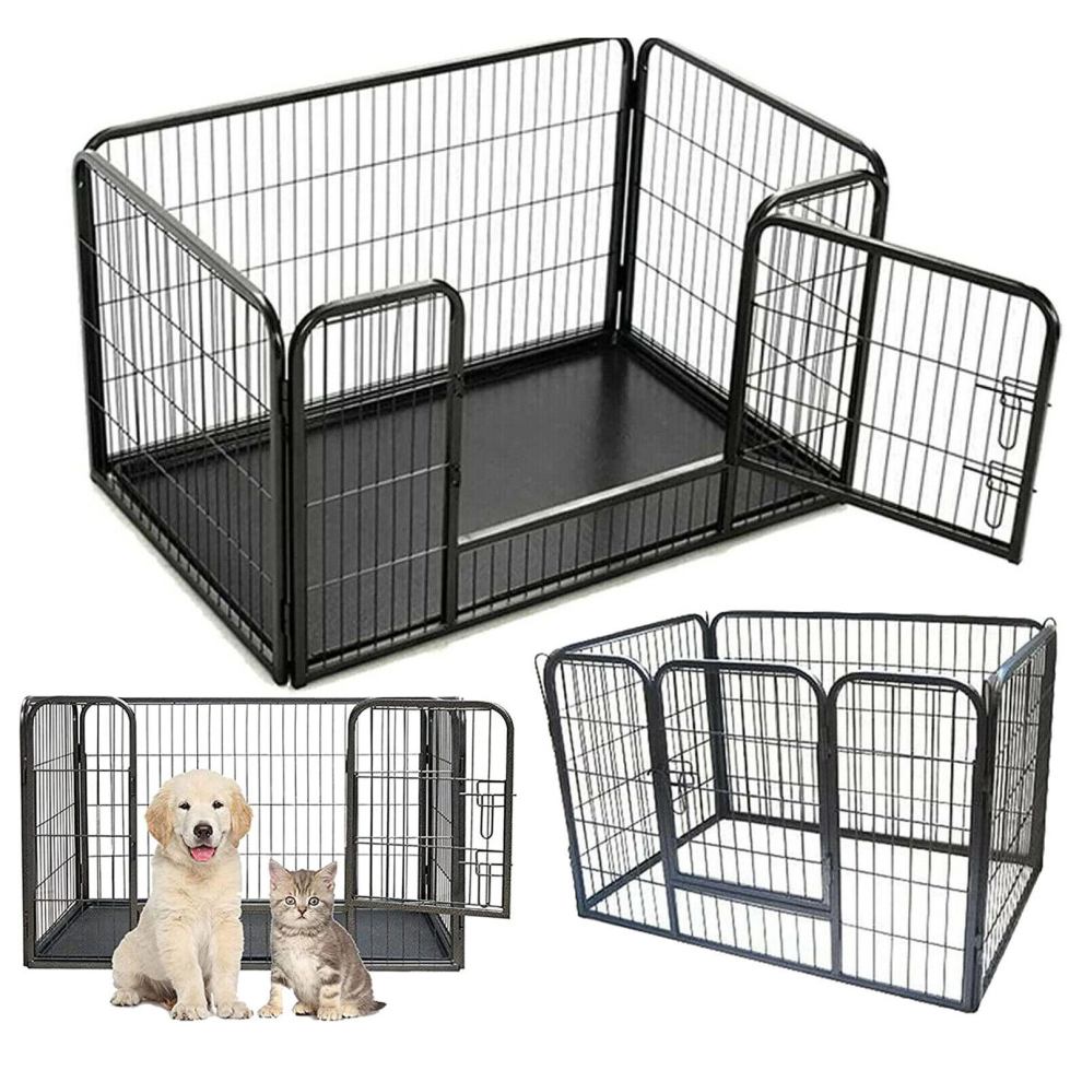 (XL:125x80x90cm) Heavy Duty Dog Puppy Playpen, Dog Cage or Crate Whelping Box, Metal Pet Kennel with Locking Door