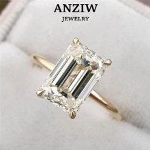 925 Sterling Silver Yellow Engagement Emerald Cut Ring Simulated Diamond Wedding Silver Bridal Rings Women Jewelry Lover