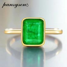 18K Emerald Rings for Women Vintage Real Silver 925 Ring Mens Jewelry Anniversary Party Gift