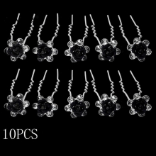 10pcs Hairpins Bride Hair Accessories For Women Flower Crystal Alloy Hair Clips Forks Wedding Headpiece Girls Jewelry