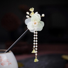Ancient Wooden Hairpin Hair Sticks For Hanfu Party Chinese Girls Hair Bun Chopsticks Vintage Floral Tassel Hair Forks Jewelry