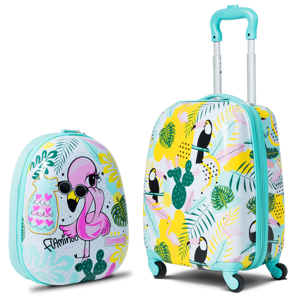 2PCS ABS Kids Luggage Set 12'' Backpack 16'' Suitcase Children Girls Travel