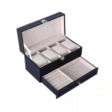 Double-layer 4 Grids Watch Box Case Jewelry Organizer Drawer Wristwatch Boxes Holder Storing Fashionable Cases