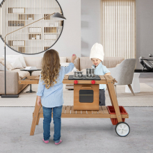 Wooden Mud Kitchen Outdoor Kitchen Playset with Umbrella Sink Storage Cabinet