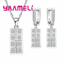 Necklace Earrings Set 925 Sterling Silver Delicious Square Model Chocolate Plate Shape Gift For Men