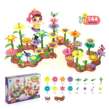 (144PCs) Cartoon Garden Bouquet Building Blocks Set Handmade Flower Arrangement