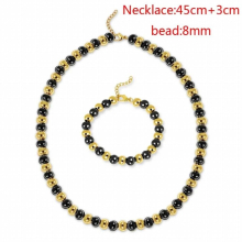 Beaded Jewelry Set Stainless Steel Beads Bracelets & Necklace Punk Jewelry Set for Men Drop