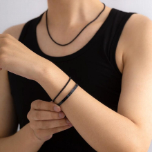 3pcs Minimalism Box Chain Bracelet Necklace Sets for Men Punk Twist Chain Bracelet Bangle Jewelry Set