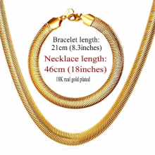 8MM Chunky Jewelry Sets Men Long Chain Snake Necklace Bracelet Set Stainless Steel Gun/Gold GNH2238
