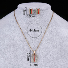 selead Retro Rectangle Pendant Zircon Geometric Earrings and Necklace Set Mens and Womens All-matc