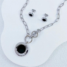 Bigger 316L Stainless Steel Plated Cuban Chain Big Thick Love Pendant Bracelet Necklace Jewelry Set