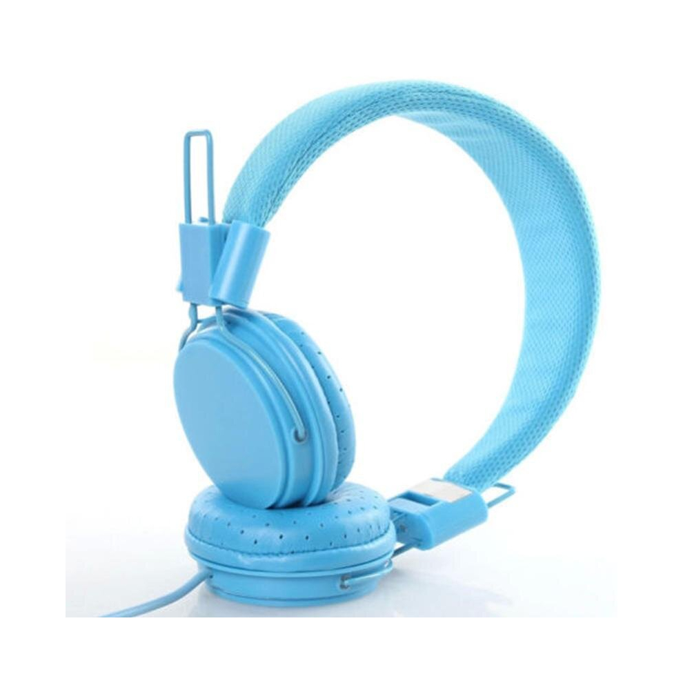 (blue) Kids Wired Ear Headphones Stylish Headband Earphones for iPad Tablet Kid