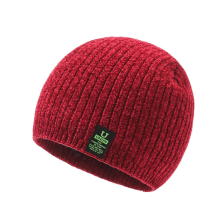 (red) Knitted hat warm padded wool hat women outdoor cycling ear protection cold cover