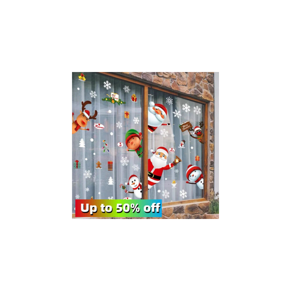 Christmas Santa Window Stickers Removable Xmas Art Cling Decals Wall