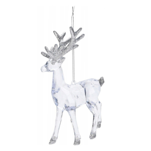 (1 x Reindeer - Silver) Christmas Tree Decorations Glitter Hanging 1