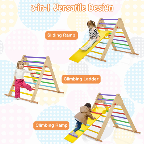 Casart Climbing Triangle Ladder Set Foldable Climbing Frame w/ Reversible Ramp 1