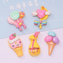 100pcs Mini Lovely Lollipop Ice Cream Flat Back Resin Cabochons Scrapbooking DIY Jewelry Craft Decoration Accessories