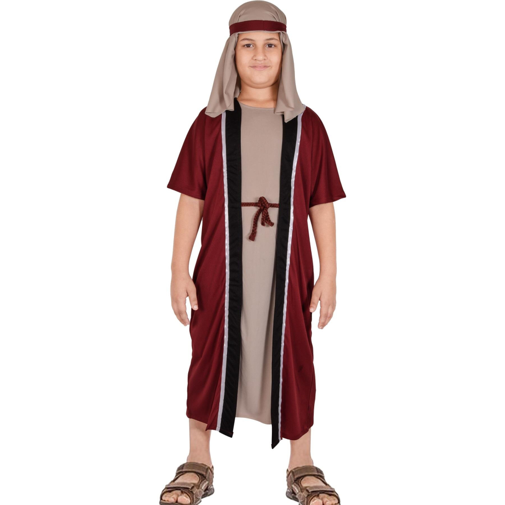 (9-11 Years, Crimson) Girls Boys Xmas Nativity Joseph Costume 3-14 Yr