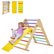 Climbing Triangle Ladder Set Foldable Climbing Frame w/ Reversible Ramp