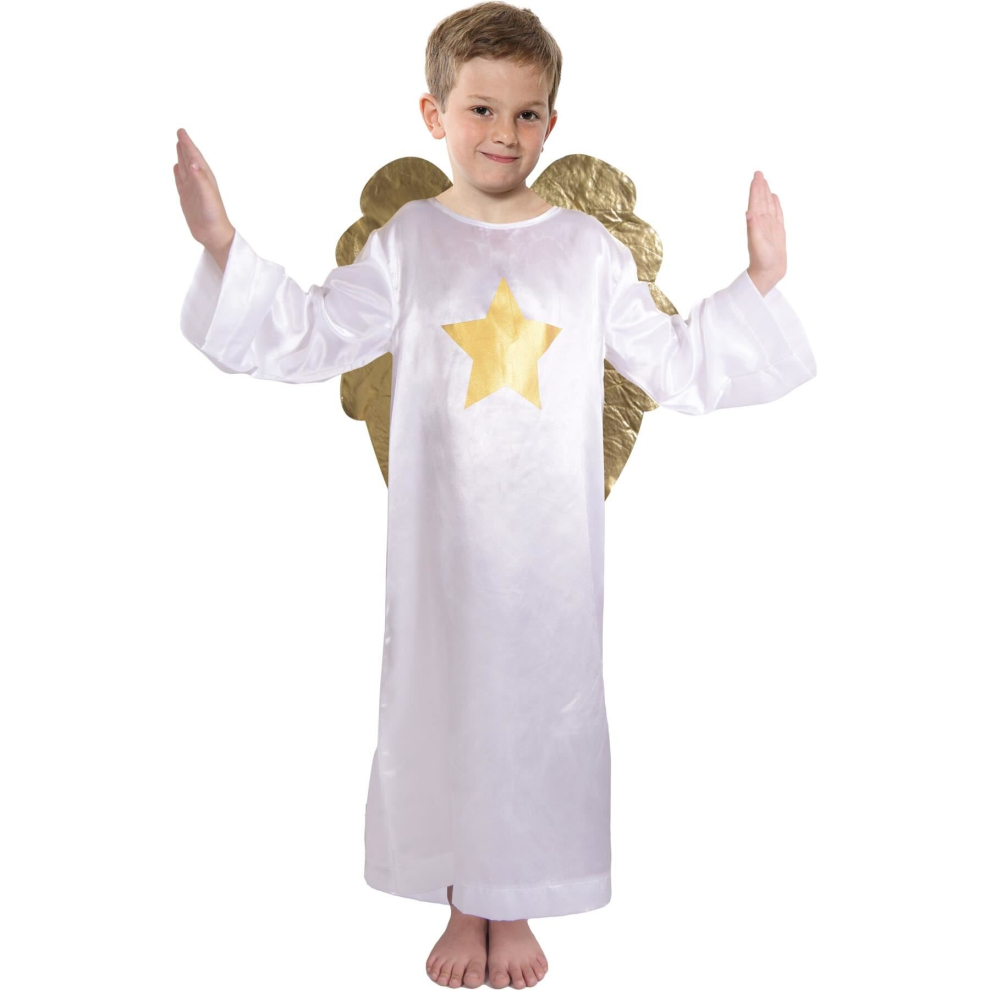 (6-8 Years, White) Kids Boys Xmas Nativity Angel Costume 3-14