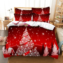 (style 5, Double(200x200cm)) Red Christmas Duvet Cover Set King Size Single Double Bed Duvet Cover Pillowcases