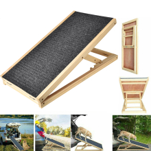 (L100cm*W40cm*H30/40/50/60cm) Wooden Dog Pet Car Ramp Ladder Foldable Adjustable Height Non-Slip Ideal for Car, Bed, Sofa and SUV